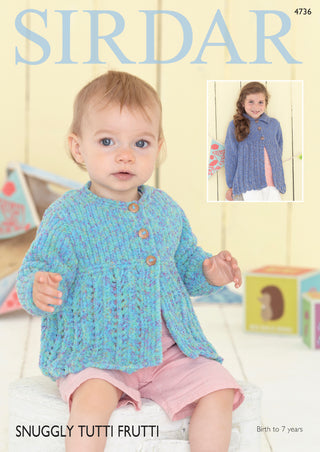 S4736 Cardigans for Babies and Girls in Sirdar Snuggly Tutti Frutti