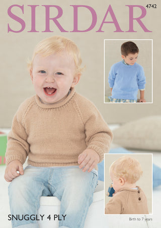 S4742 Sweaters for Babies and Children in Sirdar Snuggly 4ply