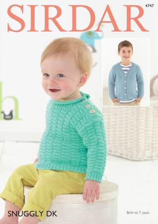 S4747 Cardigan and Sweater for Babies and Children in Sirdar Snuggly DK