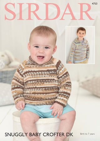 S4753 Sweater for Babies and Children in Sirdar Snuggly Baby Crofter DK