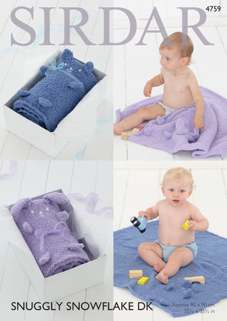 S4759 Bear Blanket in Sirdar Snuggly Snowflake DK