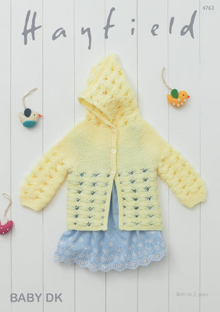 S4763 Hooded Jacket for Babies and Children in Hayfield Baby DK