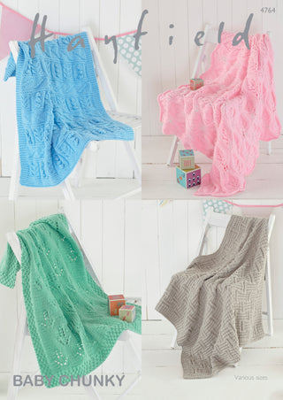 S4764 Four Blanket Designs in Hayfield Baby Chunky