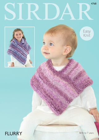 S4768 Poncho for Babies and Children in Sirdar Flurry