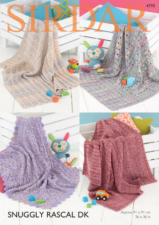 S4770 Four Blanket Designs in Sirdar Snuggly Rascal DK