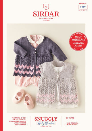 S5359 Babies Long & Short Sleeved Cardigans in Sirdar Snuggly Baby Bamboo DK