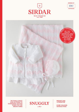 S5361 Baby's Coat, Bonnet & Blanket in Sirdar Snuggly 3Ply