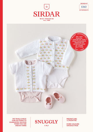 S5363 Baby's Long & Short Sleeved Cardigans in Sirdar Snuggly 4Ply