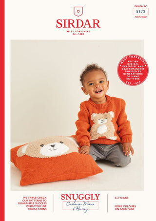 S5372 Babies Bear Sweater & Matching Cushion in Sirdar Snuggly Cashmere Merino & Bunny