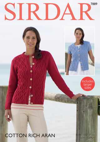 S7889 Cardigans for Women in Sirdar Cotton Rich Aran