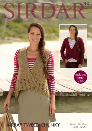 S7903 Cardigan and Waistcoat for Women in Sirdar Harrap Tweed Chunky