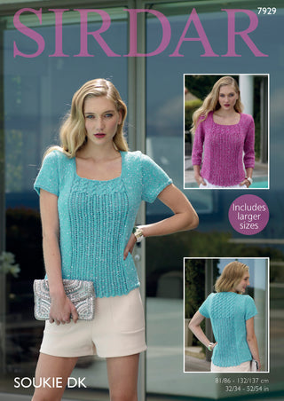 S7929 Tops for Women in Sirdar Soukie DK