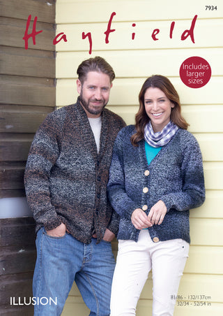 S7934 Cardigans for Men and Women in Hayfield Illusion