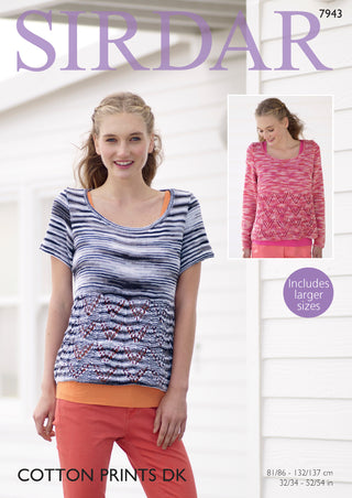 S7943 Sweaters for Women in Sirdar Cotton Prints DK