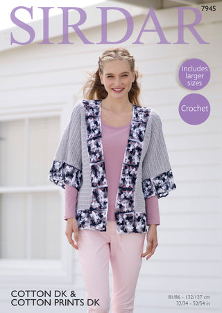 S7945 Crochet Kimono for Women in Sirdar Cotton DK and Cotton Prints DK