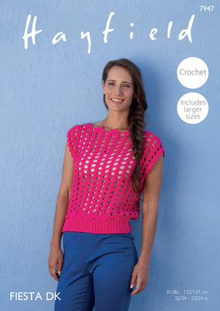 S7947 Crochet Top for Women in Hayfield Fiesta DK