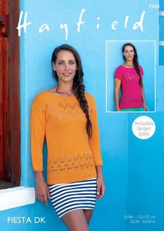 S7950 Tops for Women in Hayfield Fiesta DK