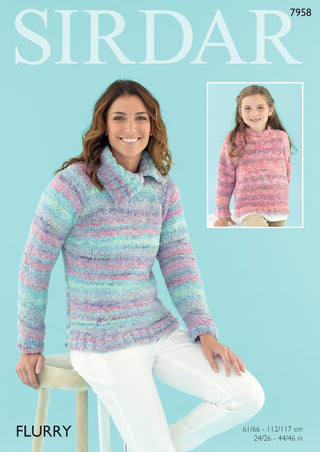 S7958 Sweater for Women and Children in Sirdar Flurry