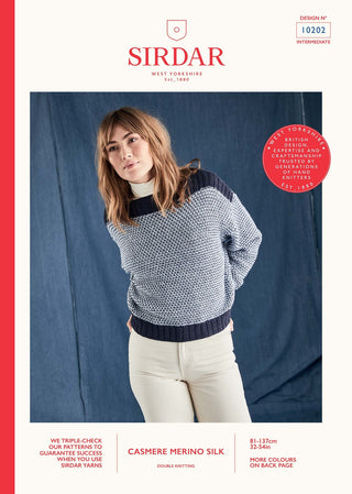 S10202 Ladies Wide Neck Batwing Sweater in Sirdar Cashmere Merino Silk DK