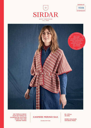 S10206 Women's Wrap Stepped Hem Cardigan in Sirdar Cashmere Merino Silk DK