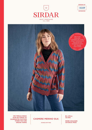 S10209 Ladies Chevron Wrap Cardigan in Sirdar Cashmere Merino Silk DK