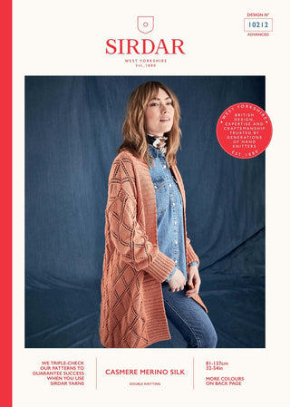 S10212 Women's Diamond Trellis Cardigan in Sirdar Cashmere Merino Silk DK