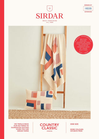 S10235 Geometric Shapes Blanket & Cushion in Sirdar Country Classic Worsted