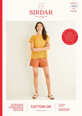 S10250 Ladies Crochet Chevron Top in Sirdar Cotton DK