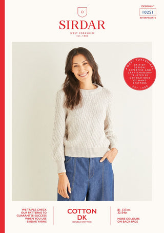 S10251 Diagonal Wave Stitch Sweater in Sirdar Cotton DK