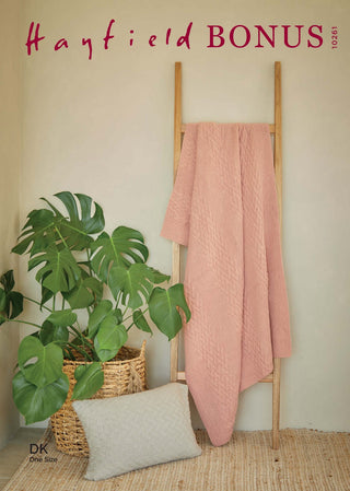 S10261 Textured Stripe Stitch Blanket & Cushion in Hayfield Bonus DK