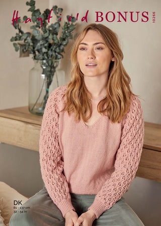 S10266 Women's Rose Lace Sleeved Sweater in Hayfield Bonus DK
