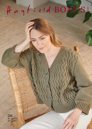 S10267 Ladies Relaxed Zig Zag Cardigan in Hayfield Bonus DK