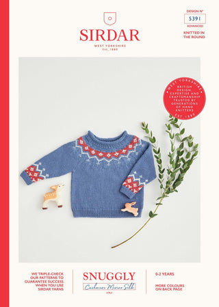 S5391 Nordic Fair Isle Yoke Sweater for Babies in Sirdar Snuggly Cashmere Merino Silk 4 Ply