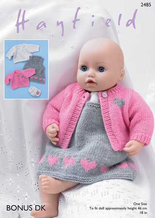 S2485 Baby Dolls Pinafore, Cardigan, Top and Pants in Hayfield Bonus DK