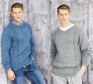 St9658 Men's Crew & V Neck Sweaters in Stylecraft Special Aran with Wool