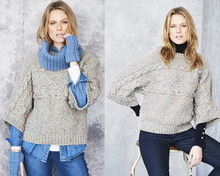 St9663 Women's Sweater, Snood & Wrist Warmers in Stylecraft Special Aran with Wool