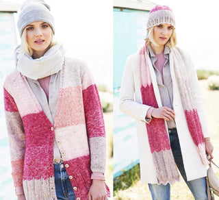 St9675 Ladies Cardigan, Scarf & Hat in Stylecraft Batik Swirl DK