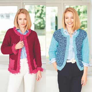 ST9776 Loop Trim & Striped Jacket for Women in Stylecraft Pearls DK