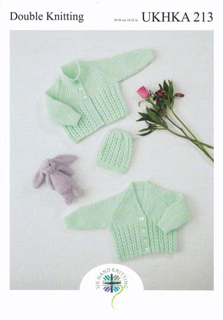 UKHKA213 Babies Round & V Neck Cardigans in DK