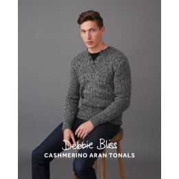 DB150 Cabled Sweater for Men in Debbie Bliss Cashmerino Aran Tonals