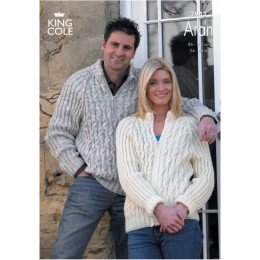 KC2943 Women and Men Jacket and Jumper in Aran