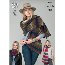 KC4235 Shawls and Snoods for Women in King Cole Riot DK