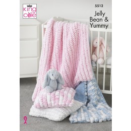 KC5512 Baby's Cot Blanket, Pram Blanket & Cushion in King Cole Jellybean & Yummy