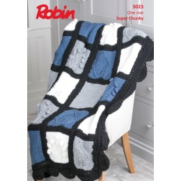 R3023 Botanical Blanket in Robin Super Chunky