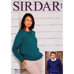 S10012 Ladies & Men's Round Neck Sweater in Sirdar No.1 Chunky