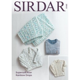 S5183 Sweaters & Blanket in Sirdar Supersoft Aran Rainbow Drops