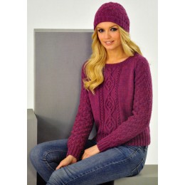 JB179 Ladies Cable Jumper and Hat DK