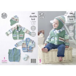 KC5087 Jackets, Gilet and Hat for Babies in King Cole Cherish and Cherished DK
